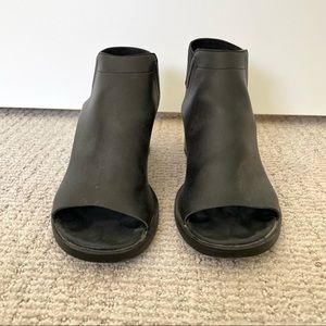 Black Leather Cut Out Sandals